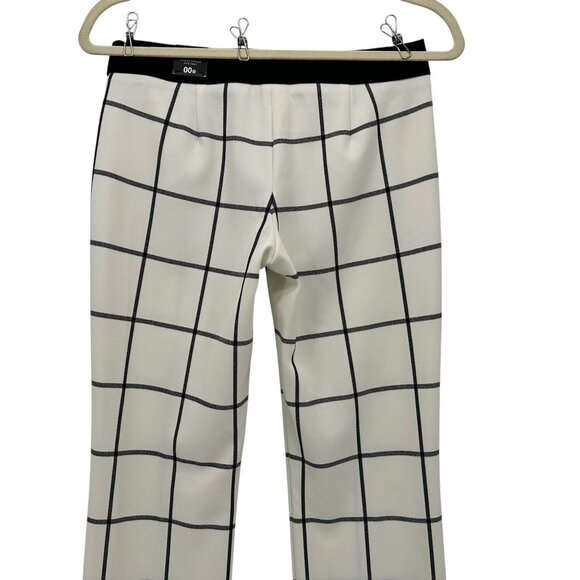 NEW Express Womens 00 Pants Editor Barley Boot Windowpane Ivory Black Trousers - Picture 5 of 10